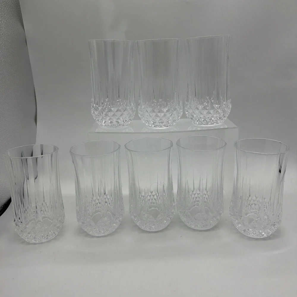 (8)‎ Vtg Cristal D'Arques Longchamp Crystal Iced Tea Glass Tumblers 5.25